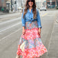 Place du Soleil Rock chiffon mix print long No129 concept store Duesseldorf